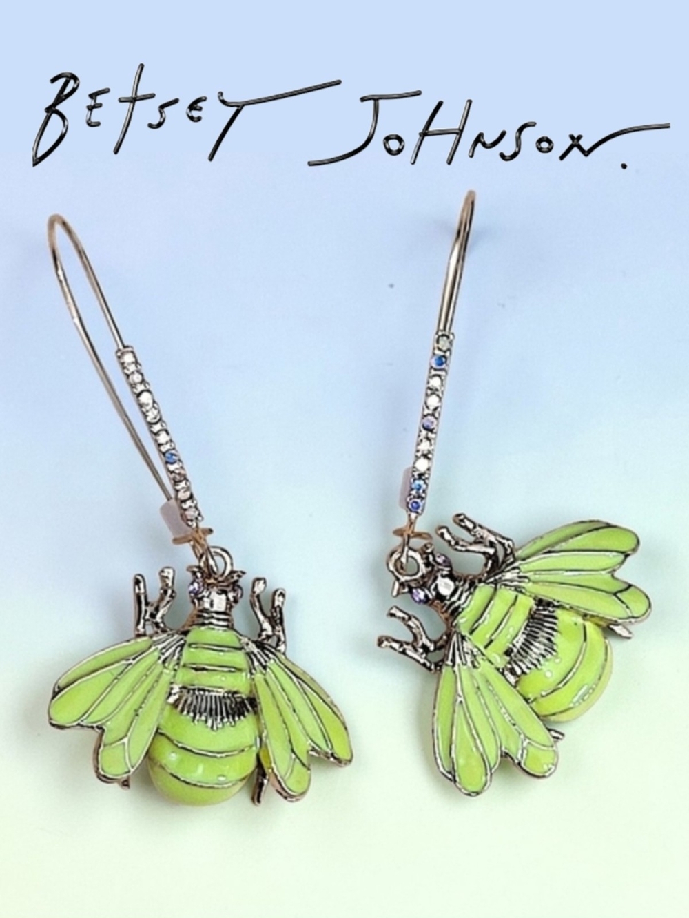Betsey Johnson Neon Green Bee Drop Earrings